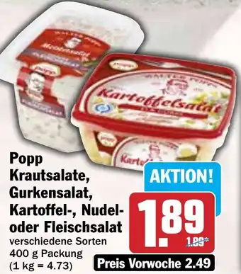 HIT Popp Krautsalate, Gurkensalat, Kartoffel-, Nudel- oder Fleischsalat Angebot