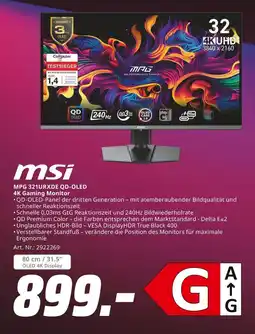 MediaMarkt Msi mpg 321urxde qd-oled 4k gaming monitor Angebot
