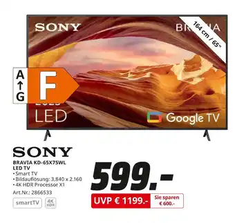 MediaMarkt Sony bravia kd-65x75wl led tv Angebot