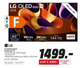 MediaMarkt Lg oled65g48lw oled evo tv Angebot
