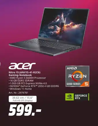MediaMarkt Acer nitro 15 (anv15-41-r2c6) gaming-notebook Angebot