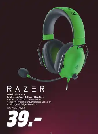 MediaMarkt Razer blackshark v2 x multiplattform-e-sport-headset Angebot