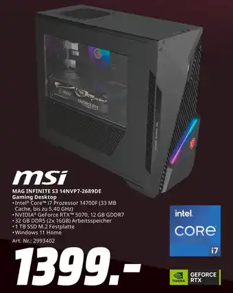MediaMarkt Msi mag infinite s3 14nvp7-2689de gaming desktop Angebot