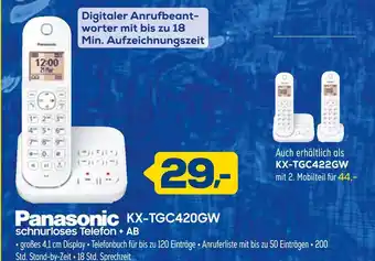Euronics Panasonic kx-tgc420gw schnurloses telefon + ab Angebot