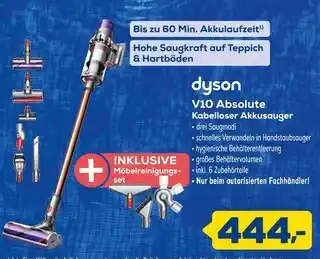 Euronics Dyson v10 absolute kabelloser akkusauger Angebot