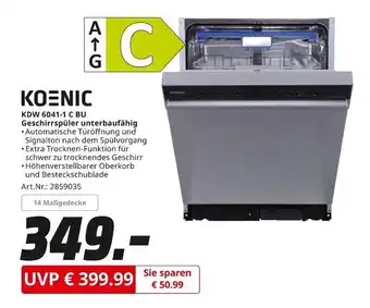 MediaMarkt Koenic kdw 6041-1 c bu geschirrspüler unterbaufähig Angebot