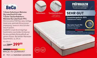 Matratzen Concord Beco 7-zonen kaltschaum-matratze sky latextouch ks Angebot