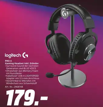 MediaMarkt Logitech pro x gaming headset inkl. ständer Angebot