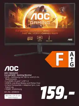 MediaMarkt Aoc aoc cq32g4ve curved qhd gaming monitor Angebot