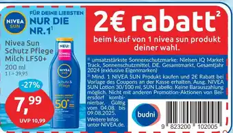 Budni Nivea sun nivea sun schutz pflege milch lf50+ Angebot