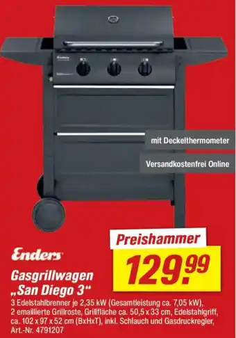 toom Baumarkt Enders Gasgrillwagen „San Diego 3" Angebot