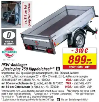 toom Baumarkt STEMA PKW-Anhänger „Basic plus 750 Kippdeichsel“ Angebot