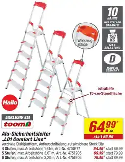 toom Baumarkt Hailo Alu-Sicherheitsleiter ,,L81 Comfort Line" Angebot