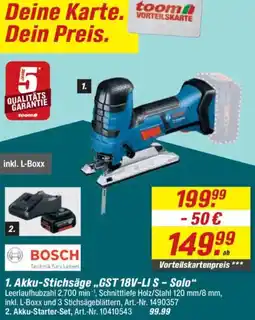 toom Baumarkt BOSCH Akku-Stichsäge „GST 18V-LI S - Solo" Angebot