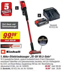 toom Baumarkt Einhell Akku-Stielstaubsauger „TE-SV 18 Li-Solo" Angebot