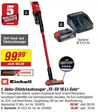toom Baumarkt Einhell Akku-Stielstaubsauger „TE-SV 18 Li-Solo" Angebot
