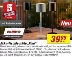 toom Baumarkt Akku-Tischleuchte „Finn" Angebot