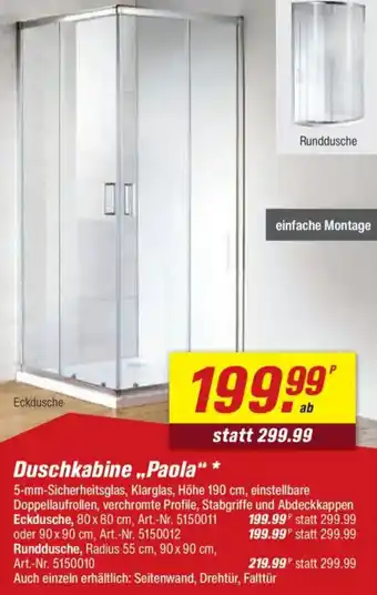 toom Baumarkt Duschkabine ,,Paola" Angebot