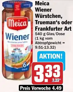 HIT Meica Wiener Würstchen, Trueman's oder Frankfurter Art Angebot
