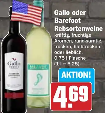 HIT Gallo oder Barefoot Rebsortenweine Angebot
