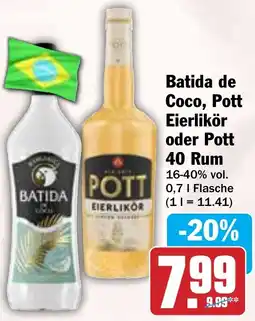 HIT Batida de Coco, Pott Eierlikör oder Pott 40 Rum Angebot