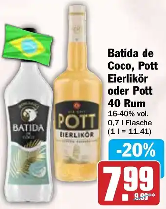 HIT Batida de Coco, Pott Eierlikör oder Pott 40 Rum Angebot