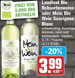 HIT Landlust Bio Rebsortenweine oder Mein Bio Wein Sauvignon Blanc Angebot