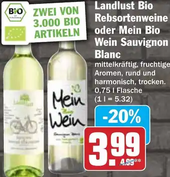 HIT Landlust Bio Rebsortenweine oder Mein Bio Wein Sauvignon Blanc Angebot