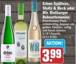HIT Erben Spätlese, Steitz & Beck oder Wir Rietburger Rebsortenweine Angebot