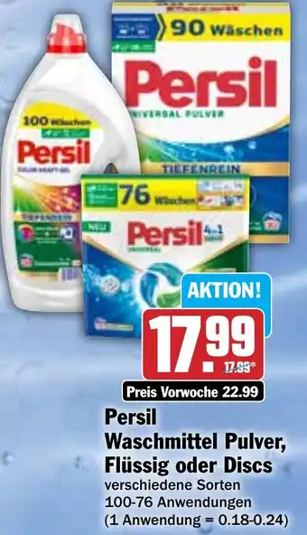 HIT Persil Waschmittel Pulver, Flüssig oder Discs Angebot