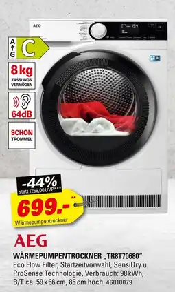Höffner Aeg wärmepumpentrockner tr8t70680 Angebot