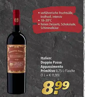 Marktkauf Italein: Doppio Passo Appassimento Primitivo Angebot