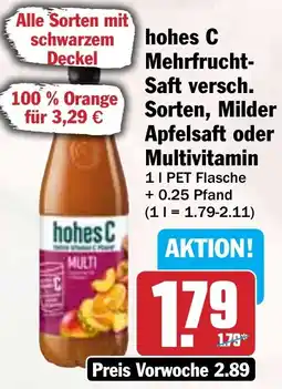 HIT hohes C Mehrfrucht Saft versch. Sorten, Milder Apfelsaft oder Multivitamin Angebot