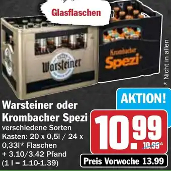 HIT Warsteiner oder Krombacher Spezi Angebot