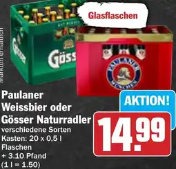 HIT Paulaner Weissbier oder Gösser Naturradler Angebot