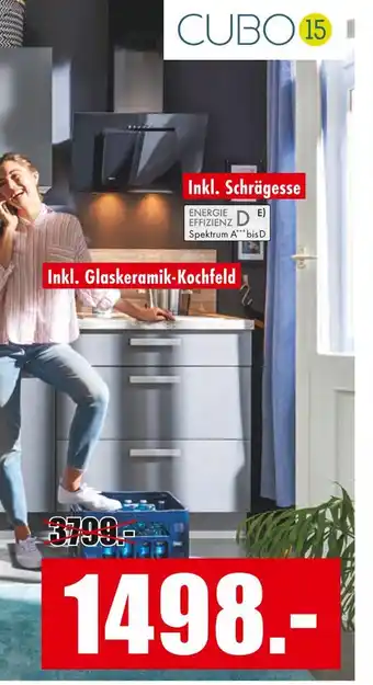 Möbel Mahler Cubo küchenzeile mit schrägesse und glaskeramik-kochfeld Angebot