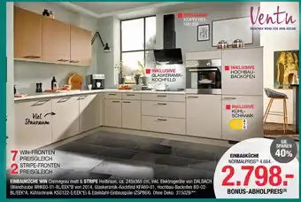 Hofmeister Ventu einbauküche win cremegrau matt & stripe hellbraun Angebot