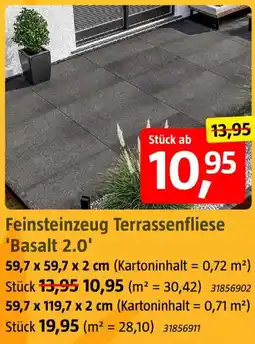 Bauhaus Feinsteinzeug Terrassenfliese 'Basalt 2.0' Angebot