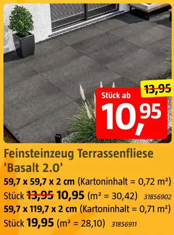 Bauhaus Feinsteinzeug Terrassenfliese 'Basalt 2.0' Angebot