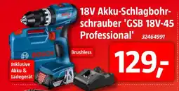 Bauhaus BOSCH 18V Akku-Schlagbohr- schrauber 'GSB 18V-45 Professional' Angebot