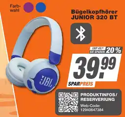 K+B Expert JBL Bügelkopfhörer JUNIOR 320 BT Angebot