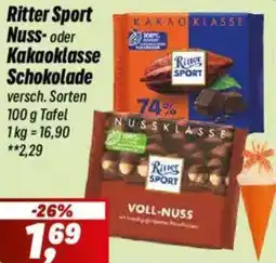 Simmel Ritter Sport Nuss- oder Kakaoklasse Schokolade Angebot