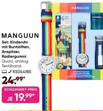 Galeria MANGUUN Set: Kinderuhr mit Buntstiften, Anspitzer, Radiergummi Angebot