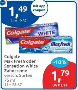Budni Colgate Max Fresh oder Sensation White Zahncreme Angebot