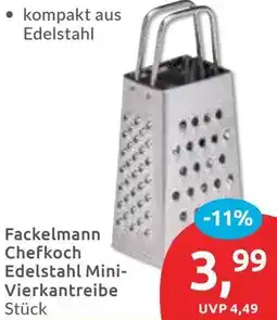 Budni Fackelmann Chefkoch Edelstahl Mini Vierkantreibe Angebot