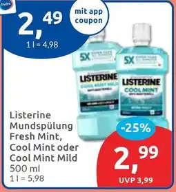 Budni Listerine Mundspülung Fresh Mint, Cool Mint oder Cool Mint Mild Angebot