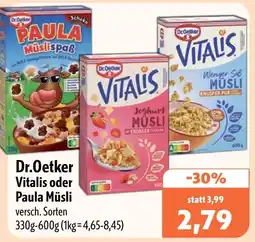 Aktiv Irma Dr. Oetker Vitalis oder Paula Müsli Angebot