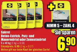 B1 Discount Baumarkt Sakret Beton-Estrich, Putz- und Mauermörtel oder Zementmörtel Angebot