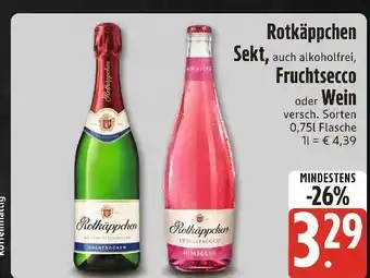 Edeka Rotkäppchen sekt, auch alkoholfrei Angebot