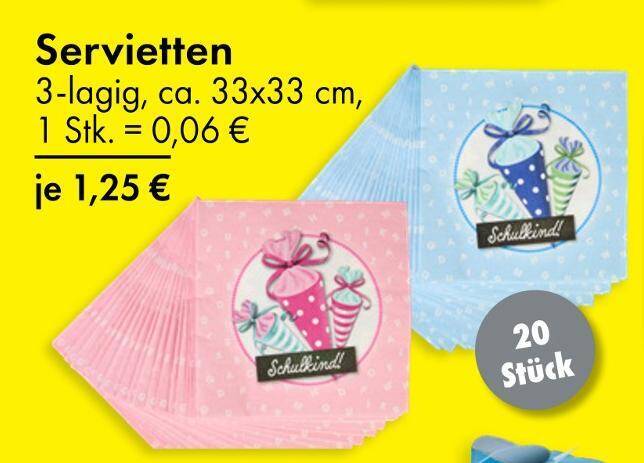 Servietten schulkind pink Angebot bei TEDi
